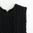夜を紡ぐ Knitted fringe vest #black [TLF-126-hkn002]