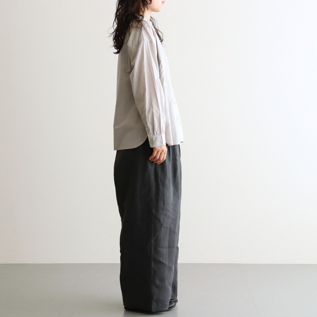 60s ORGANIC CAMBRIC WITH EMB BANDED COLLAR EMB SHIRT #9200 LT GREY [NMDS26221]