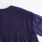 80s ORGANIC MICRO CHECK OVERDYE CREW-NECK BUTTON SHIRT WITH MINI PINTUCK #2813 PURPLE (D.PURPLE) [NMDS26233D]