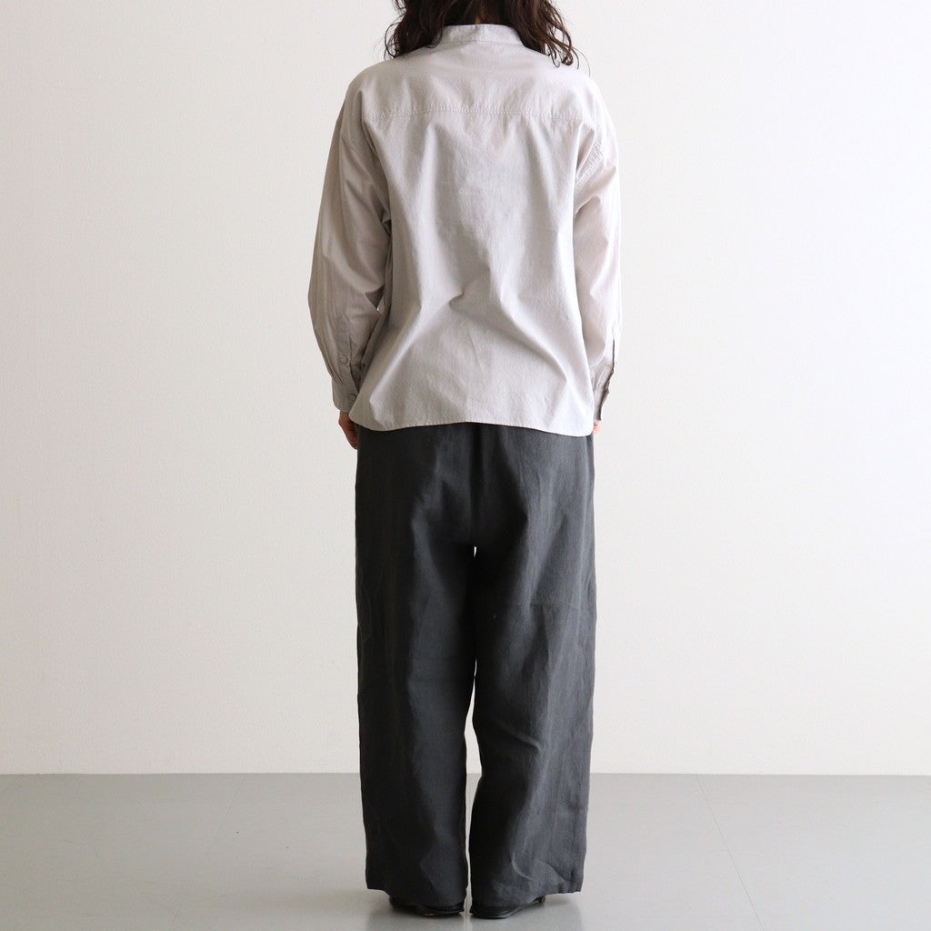 60s ORGANIC CAMBRIC WITH EMB BANDED COLLAR EMB SHIRT #9200 LT GREY [NMDS26221]