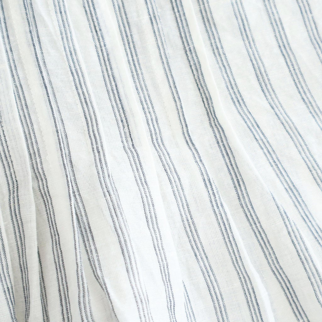 60s AUTO LOOM COTTON/LINEN STRIPE BANDED COLLAR FRENCH/SL PINTUCK SHIRTS #9139 OFF.WHITE/NAVY STRIPE [INSL26331]
