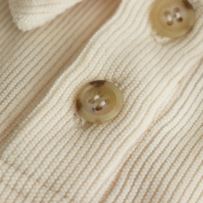 Corduroy like pullover polo #Ivory [1477-001]