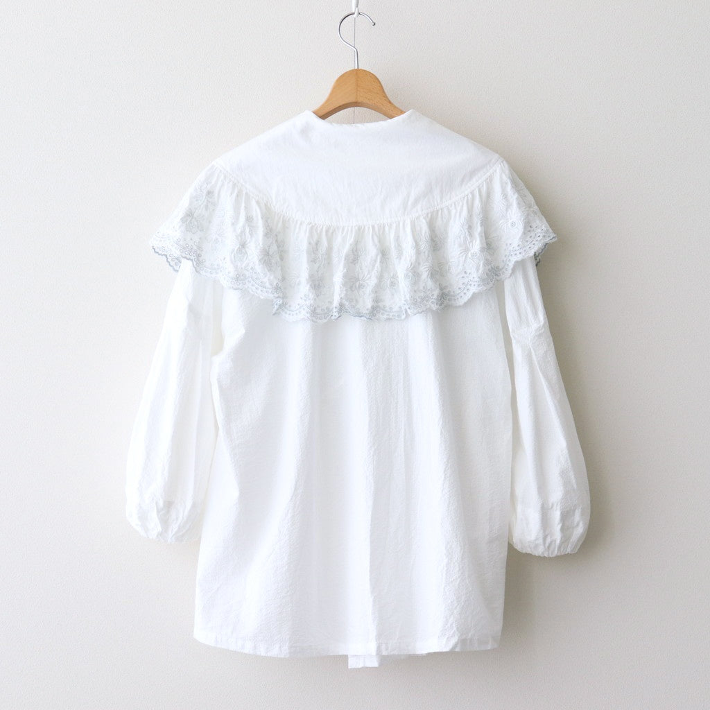 日日夜夜：Wide lace collar smock blouse #off white [13251-05107]