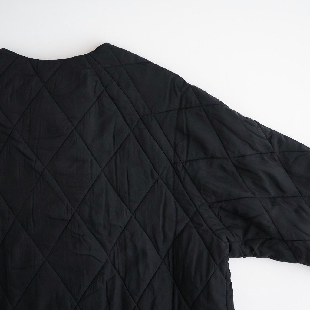 BANGALORE SILK PLAIN PADDED NO COLLAR DOUBLE COAT #9900 BLACK [NMDS26552]