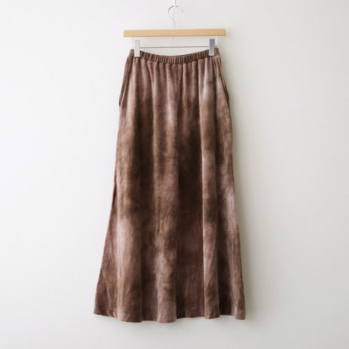 tie-dyed cotton velour flared skirt #cocoa brown × gray [WXFL-UW117]