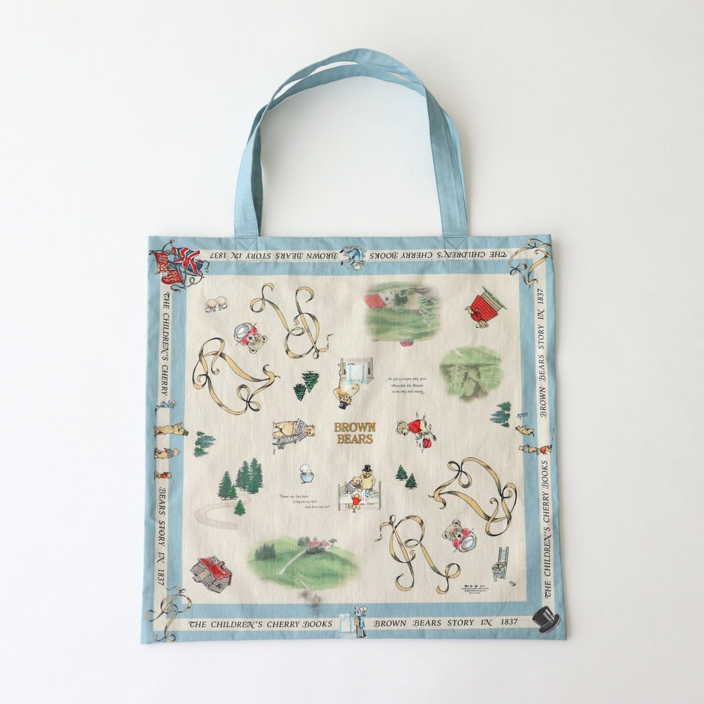 BROWN BEARS PANEL TOTE BAG #Blue Gray [no.7227]
