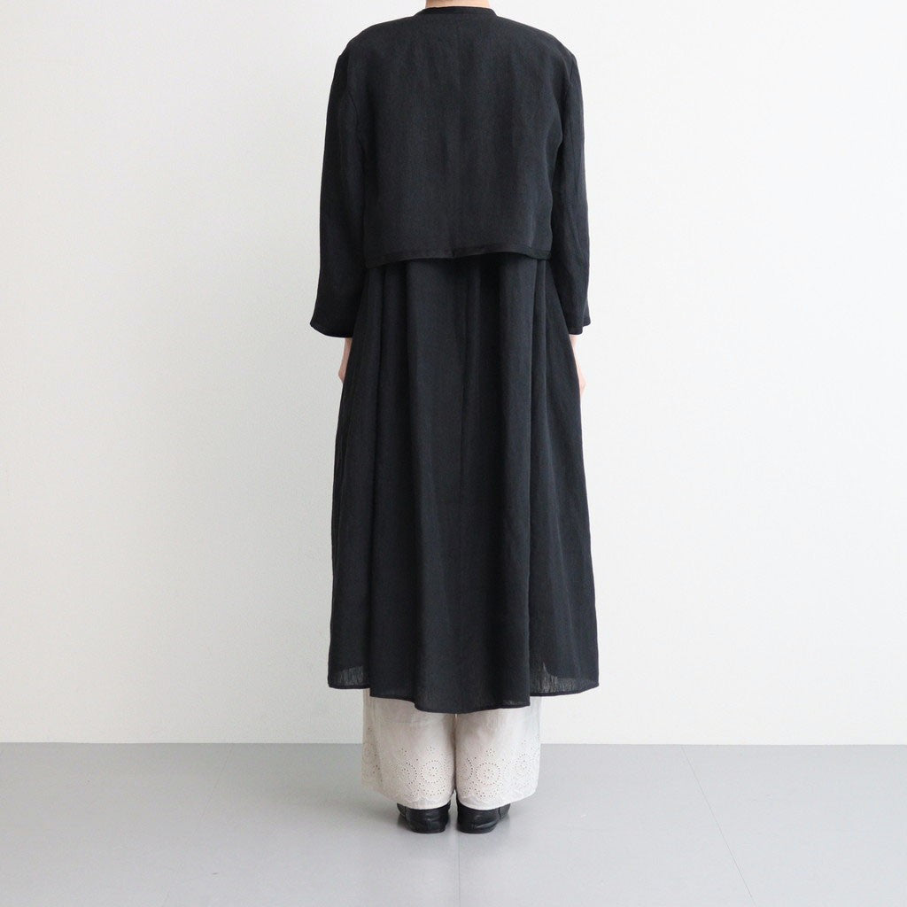 DENSELY LINEN TRIMING BOLERO #Black [no.7311]