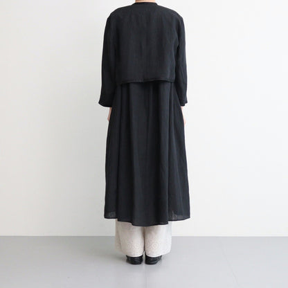 DENSELY LINEN TRIMING BOLERO #Black [no.7311]
