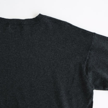 14GG 2PLY PLAIN STITCH COTTON/WOOL/CASHMER CREW-NECK PULLOVER #9800 CHARCOAL [GNSL24542]