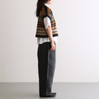40s FRENCH LINEN DYED CANVAS 2TUCK TAPERED EASY PANTS #9800 CHARCOAL [GNMDS2501FL]