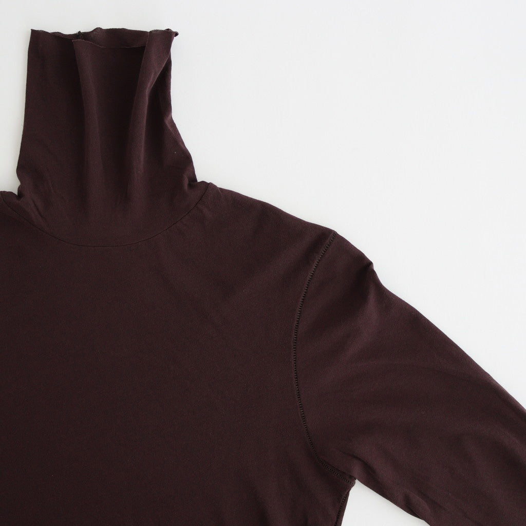 high twist cotton sheer jersey turtle-neck Tee #dark brown [WVFL-UW104]