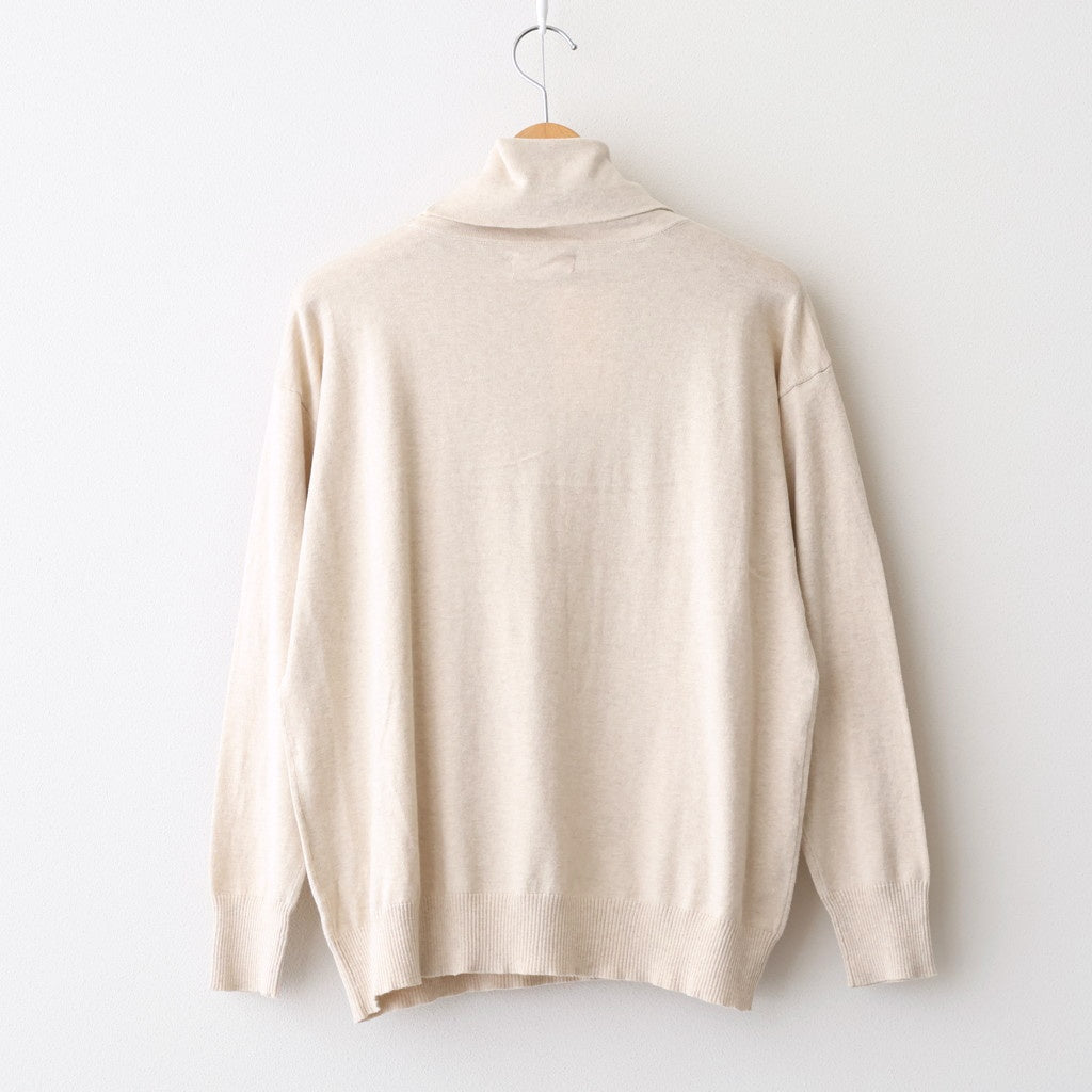 14GG 2PLY PLAIN STITCH COTTON/WOOL/CASHMERE TURTLE NECK PULLOVER #8100 NATURAL [GNSL24541]