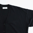 14GG 2PLY PLAIN STITCH COTTON/WOOL/CASHMERE V-NECK CARDIGAN #9900 BLACK [GNSL25531]