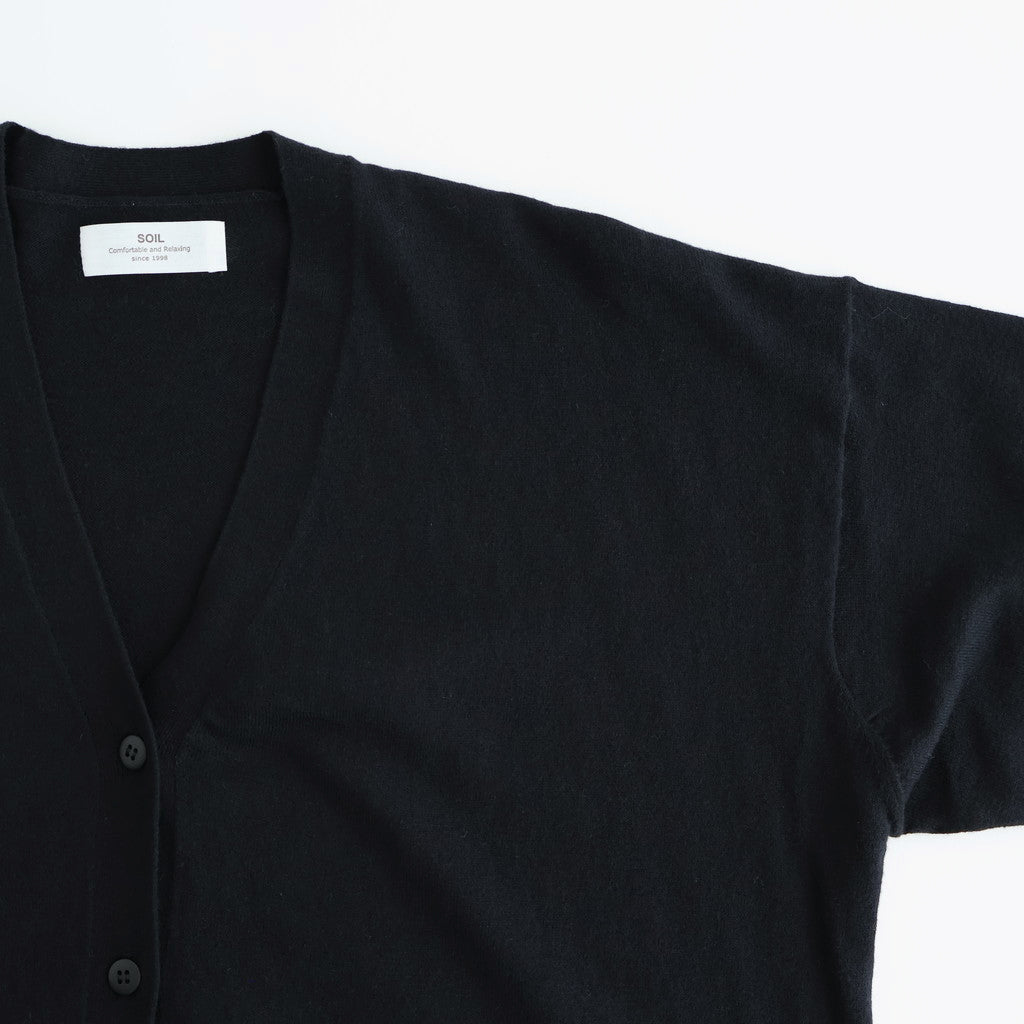 14GG 2PLY PLAIN STITCH COTTON/WOOL/CASHMERE V-NECK CARDIGAN #9900 BLACK [GNSL25531]
