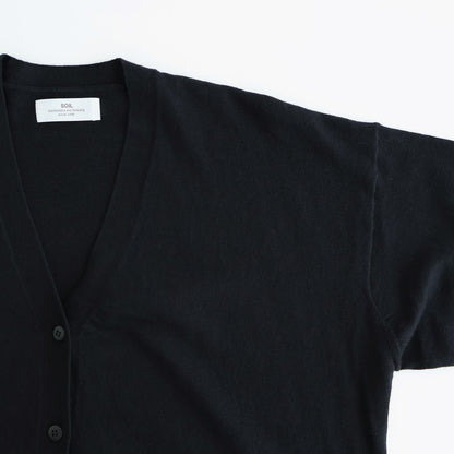 14GG 2PLY PLAIN STITCH COTTON/WOOL/CASHMERE V-NECK CARDIGAN #9900 BLACK [GNSL25531]