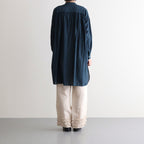 G.D COTTON SILK STAND COLLAR LONG SHIRT #Navy [no.7366]