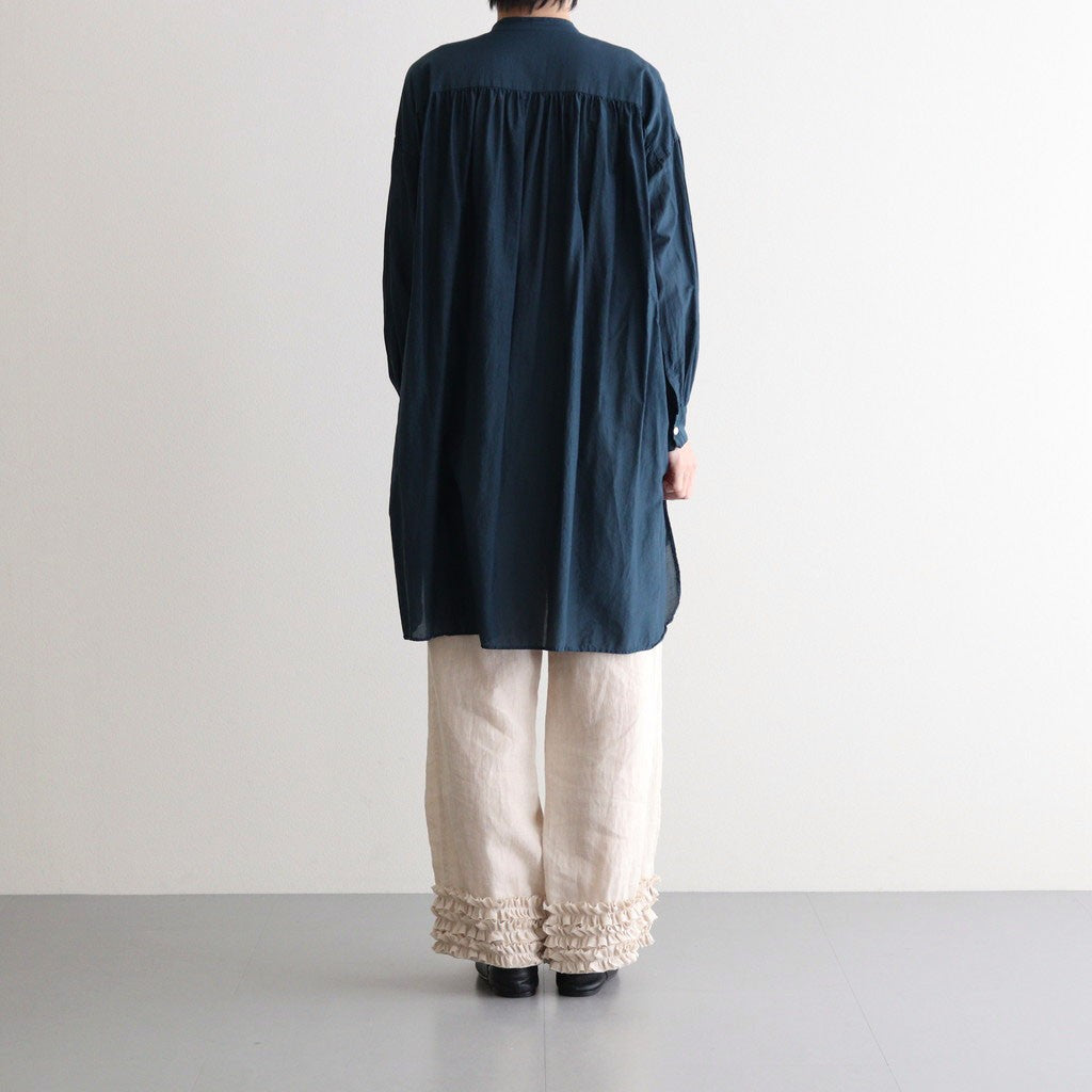 G.D COTTON SILK STAND COLLAR LONG SHIRT #Navy [no.7366]