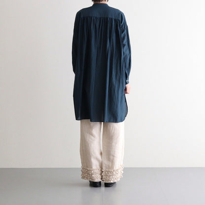G.D COTTON SILK STAND COLLAR LONG SHIRT #Navy [no.7366]