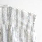 60s AUTO LOOM COTTON/LINEN STRIPE BANDED COLLAR FRENCH/SL PINTUCK SHIRTS #9139 OFF.WHITE/NAVY STRIPE [INSL26331]
