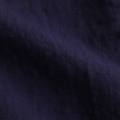80s ORGANIC DOBIE CHECK(OVERDYE) CREW-NECK P/O HALF/SL SHIRT WITH PINTUCK #2813 D.PURPLE [NMDS25251D]