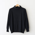14GG 2PLY PLAIN STITCH COTTON/WOOL/CASHMERE TURTLE NECK PULLOVER #9900 BLACK [GNSL24541]