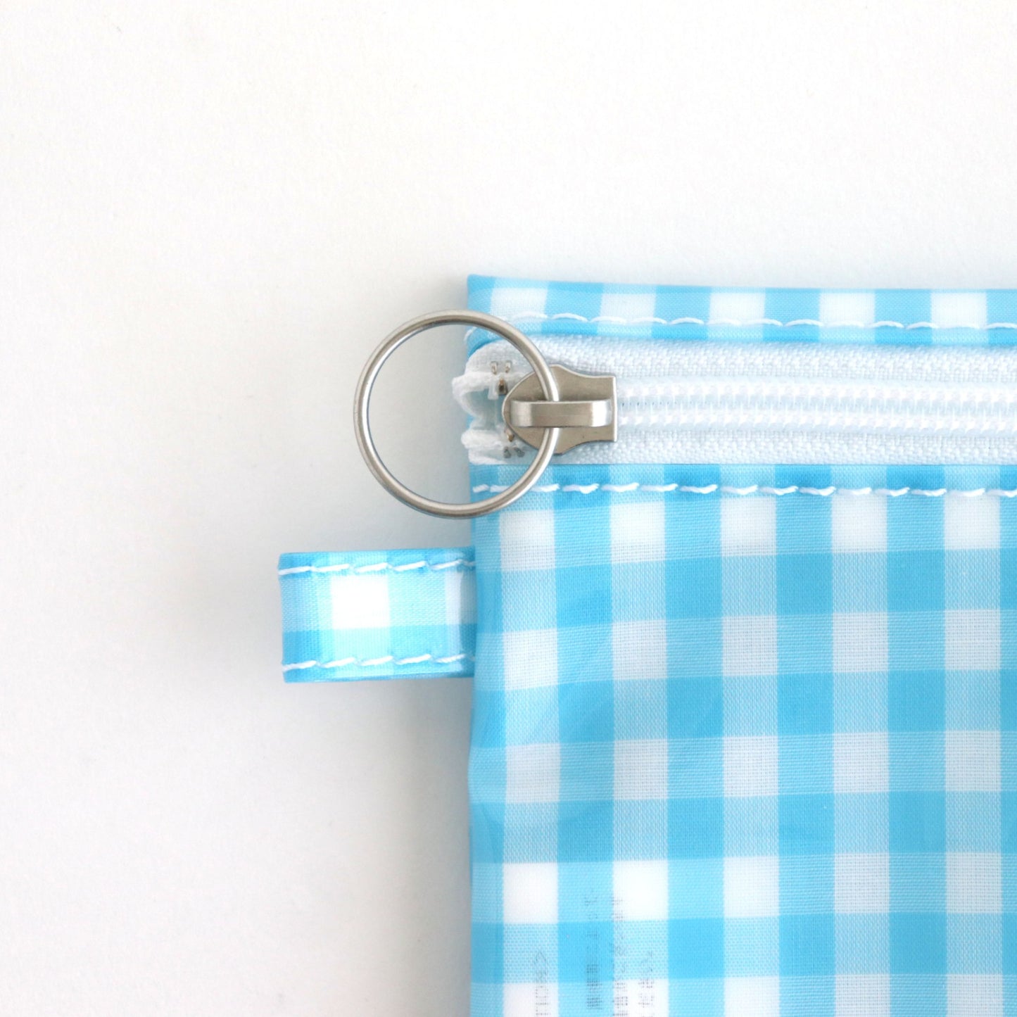 FLAT POUCH MEDIUM #GINGHAM SAX [TMB-2565H]