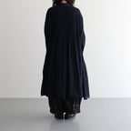 80s ORGANIC VOILE STRIPE (OVERDYE) BANDED SHIRT DRESS WITH MINI PINTUCK #3960 MARINE [NMDS26514D]