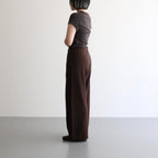 brushed silk cotton wide straight pants #dark brown [WVFL-UW103]