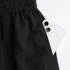 80s VOILE PLAIN WITH CUT WORK LACE EASY PANTS #9900 BLACK [INSL23224]