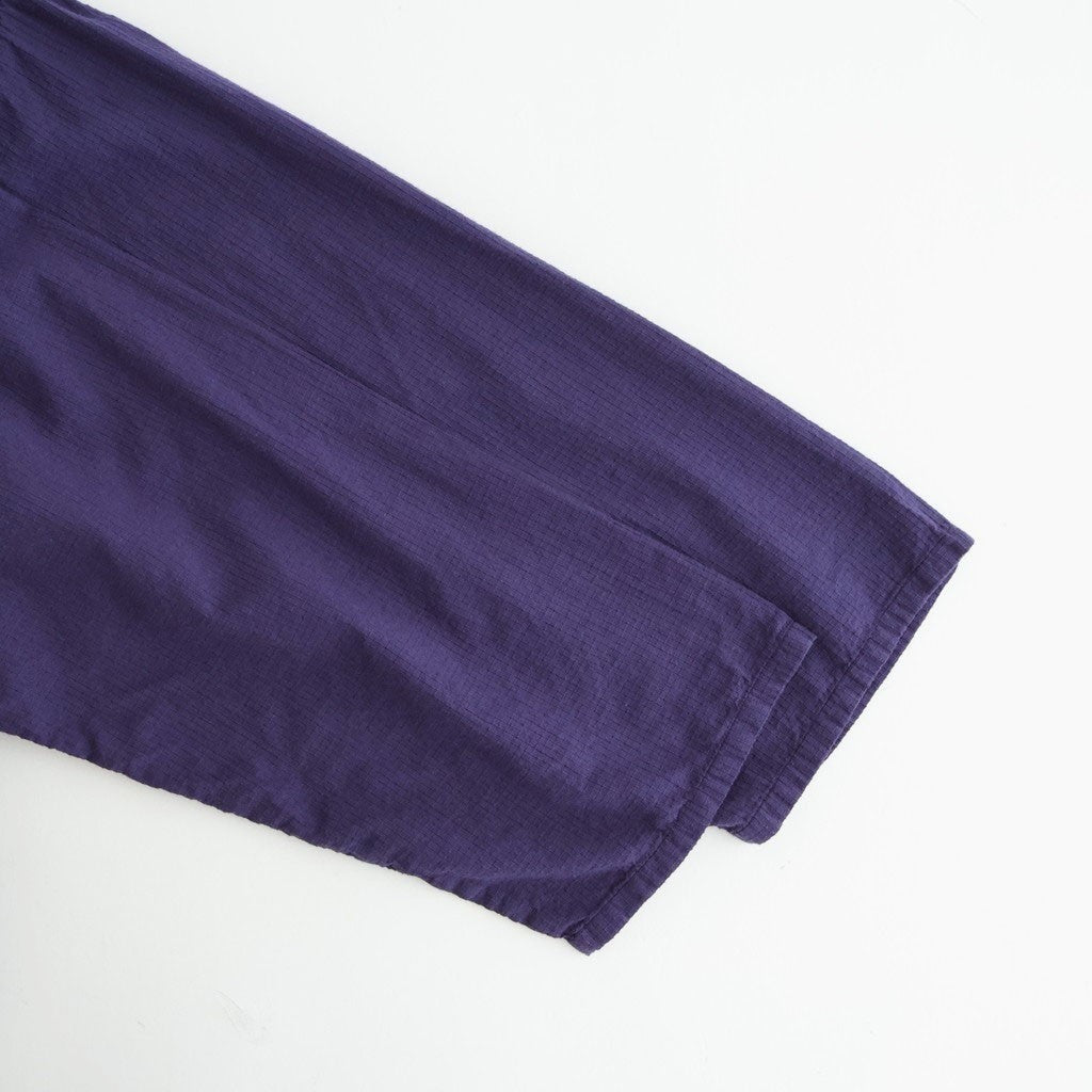 80s ORGANIC MICRO CHECK OVERDYE CREW-NECK BUTTON SHIRT MAXI DRESS WITH MINI PINTUCK #2813 PURPLE (D.PURPLE) [NMDS26234D]