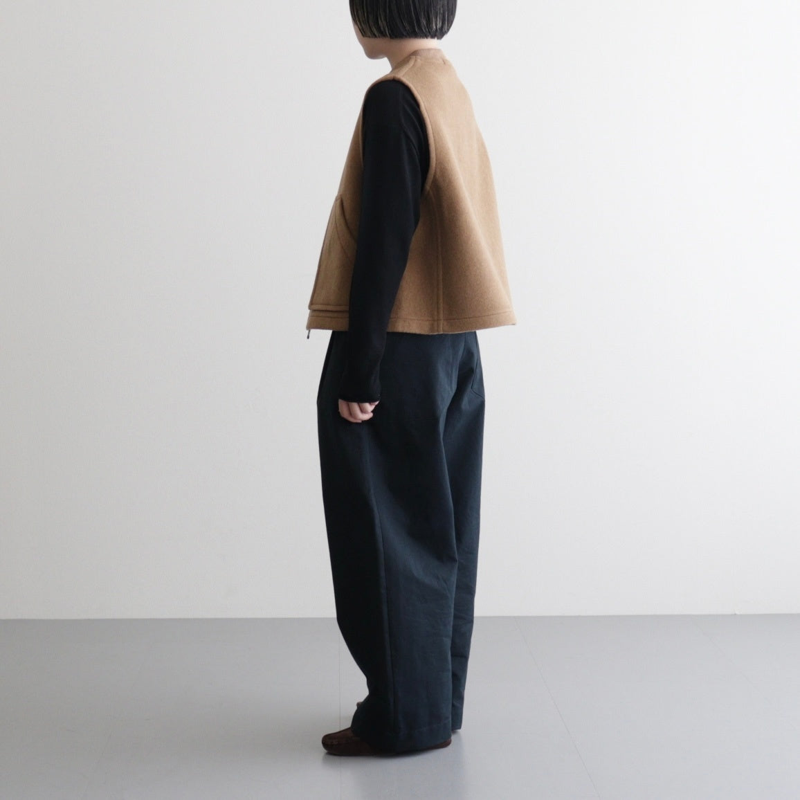 【 LONDON TRADITION × UNFIL 】wool blend double face zip-up vest #camel [WVFL-UW133]
