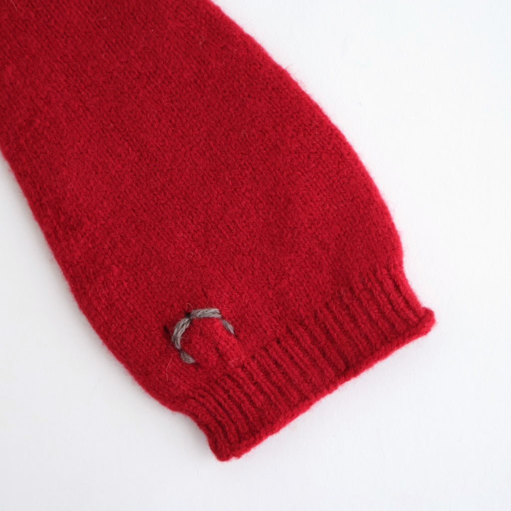 fine lambs wool fingerless gloves #red [WVFL-UW120]