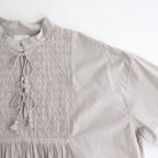 60s ORGANIC CAMBRIC WITH EMB BANDED COLLAR EMB TUNIC #9200 LT GREY [NMDS26222]