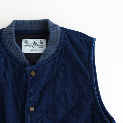 INDIGO LIGHT CORDUROY QUILTING VEST #Indigo [no.7036]