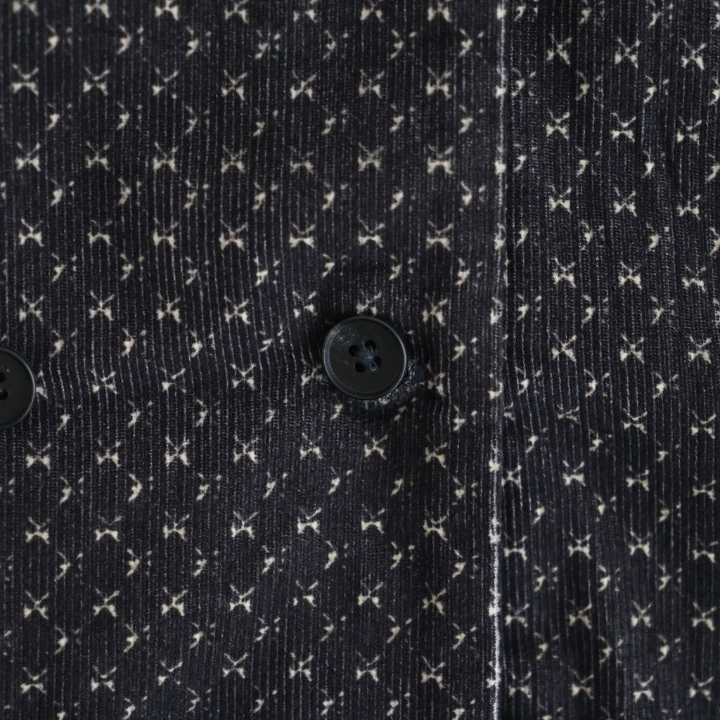 MINI CORDUROY CROSSHATCH PRINT NO COLLAR DOUBLE JACKET #3991 NVY (NAVY/IVORY) [NSL26581]