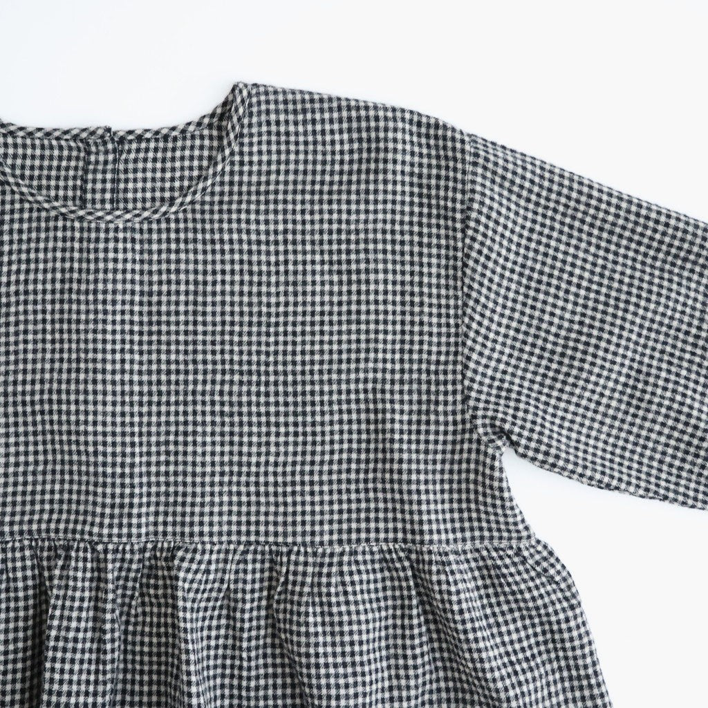 BOILE WOOL SMALL GINGHAM CHECK GATHERED CREW NECK PULLOVER #9981 BLK (BLACK/ECRU SAND CHECK) [NMDS26582]