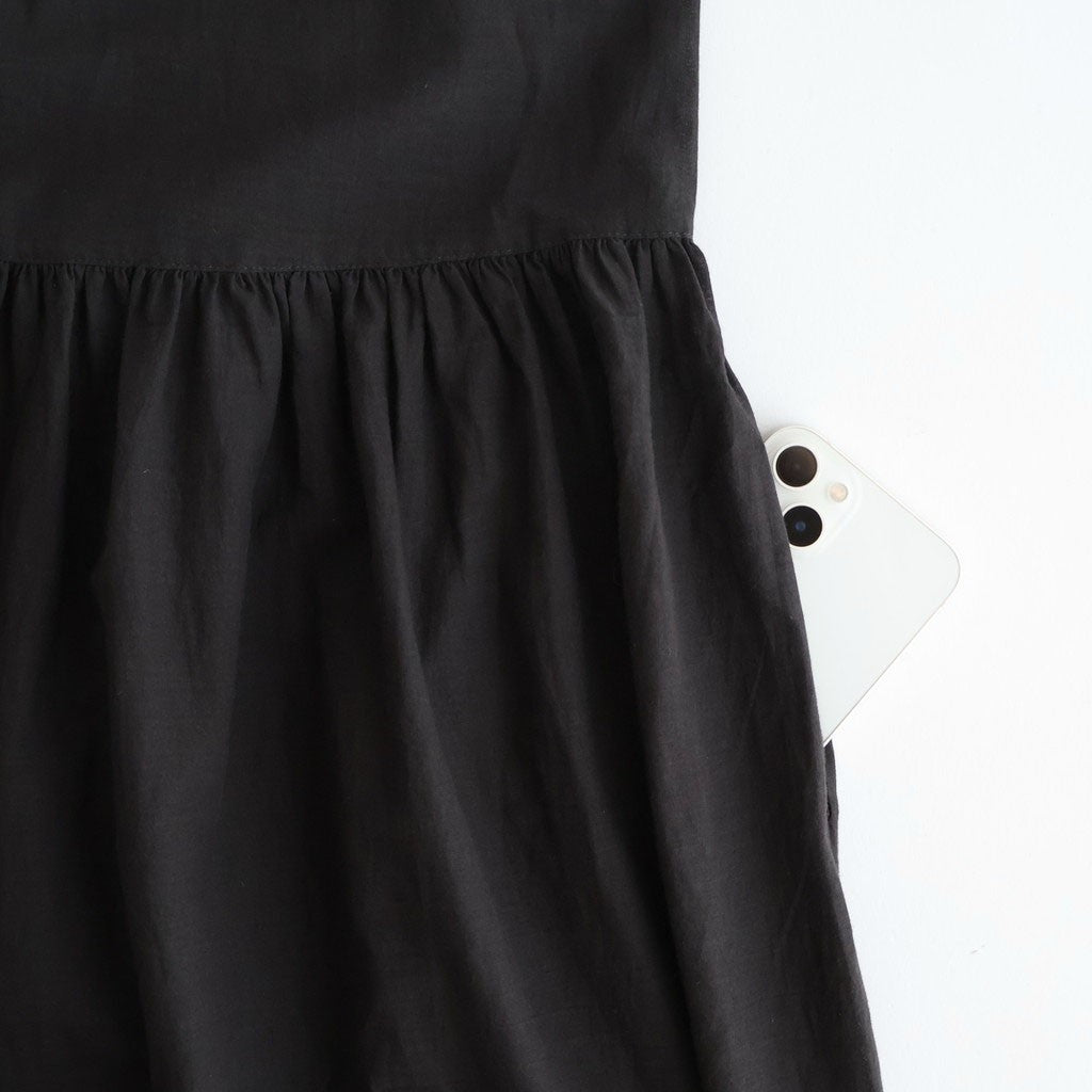 80s VOILE PLAIN WITH CUT WORK LACE CREW NECK PULLOVER DRESS #9900 BLACK [INSL26343]