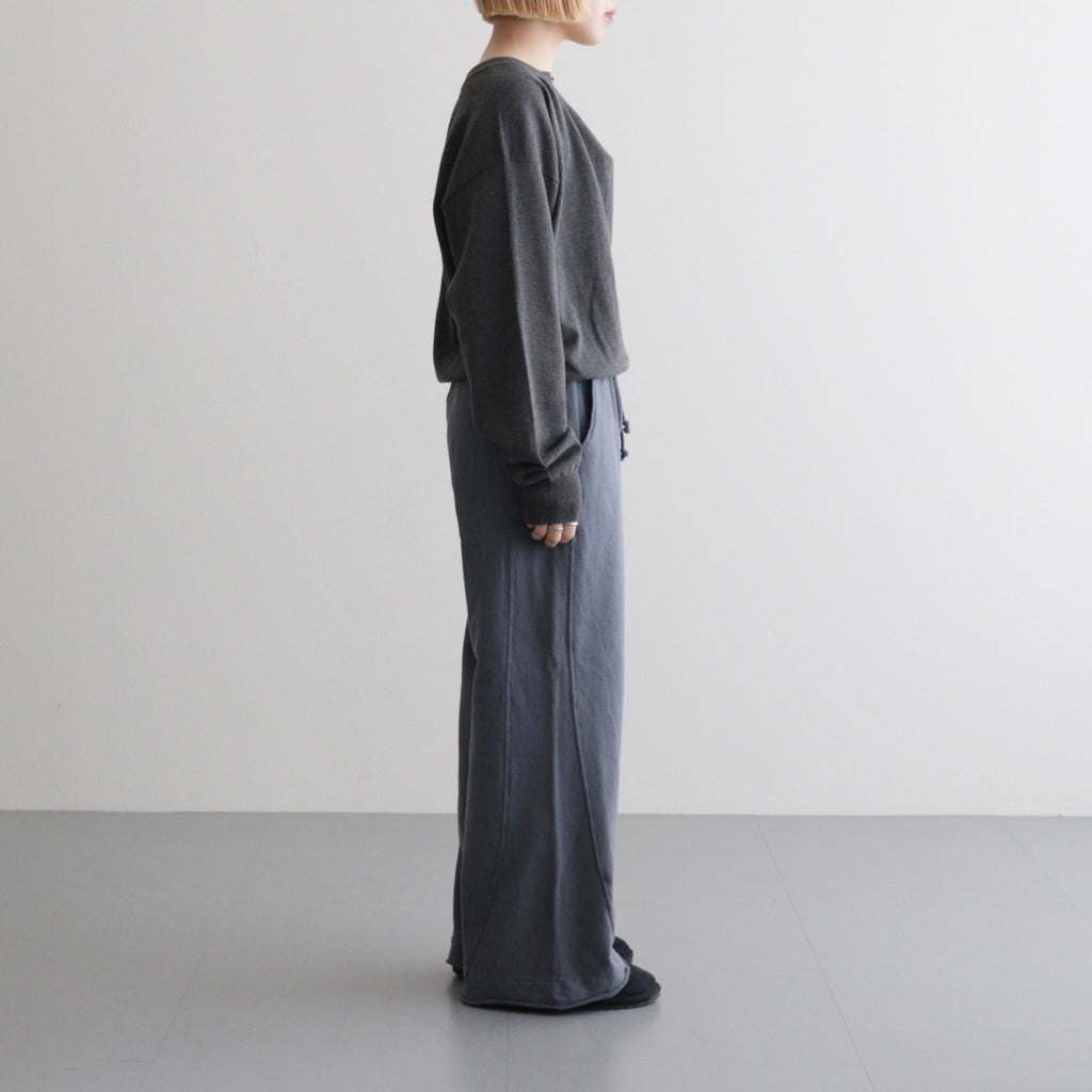 cotton open-end yarn terry wide sweat pants #steel blue [WXSP-UW120]