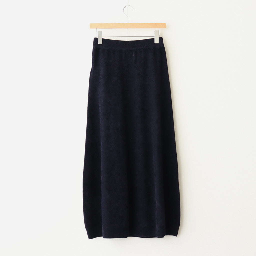 ex.superfine lambs wool & rayon mole skirt #navy [WVFL-UW110]