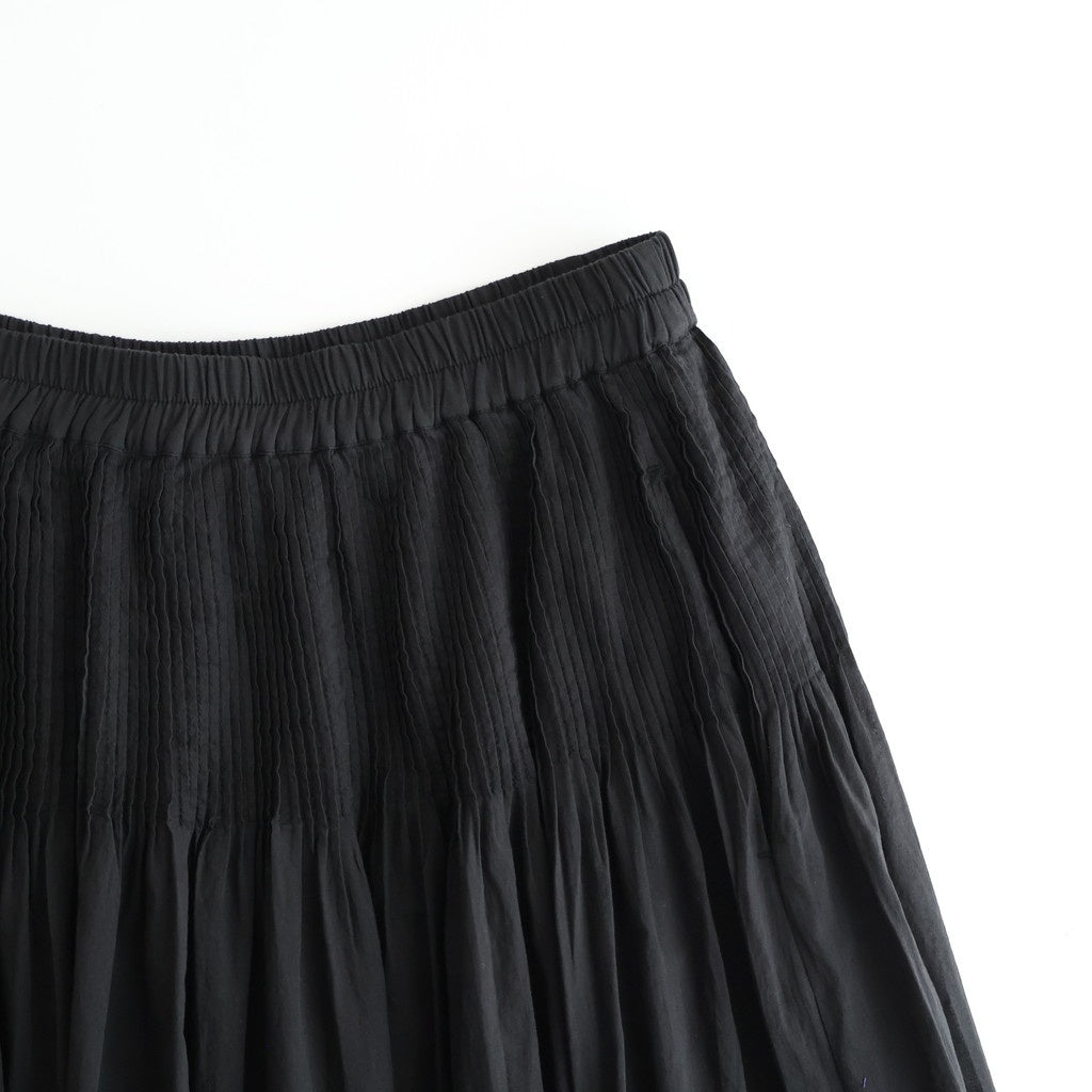 80s ORGANIC COTTON VOILE MINI PINTUCK FLARED SKIRT #9900 BLACK [NMDS26245]