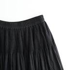 80s ORGANIC COTTON VOILE MINI PINTUCK FLARED SKIRT #9900 BLACK [NMDS26245]
