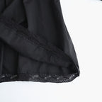 60s COTTON CAMBRIC PLAIN WITH LACE LACE & STRING COLLAR GATHERED SHIRT #9900 BLACK [NSL26552]