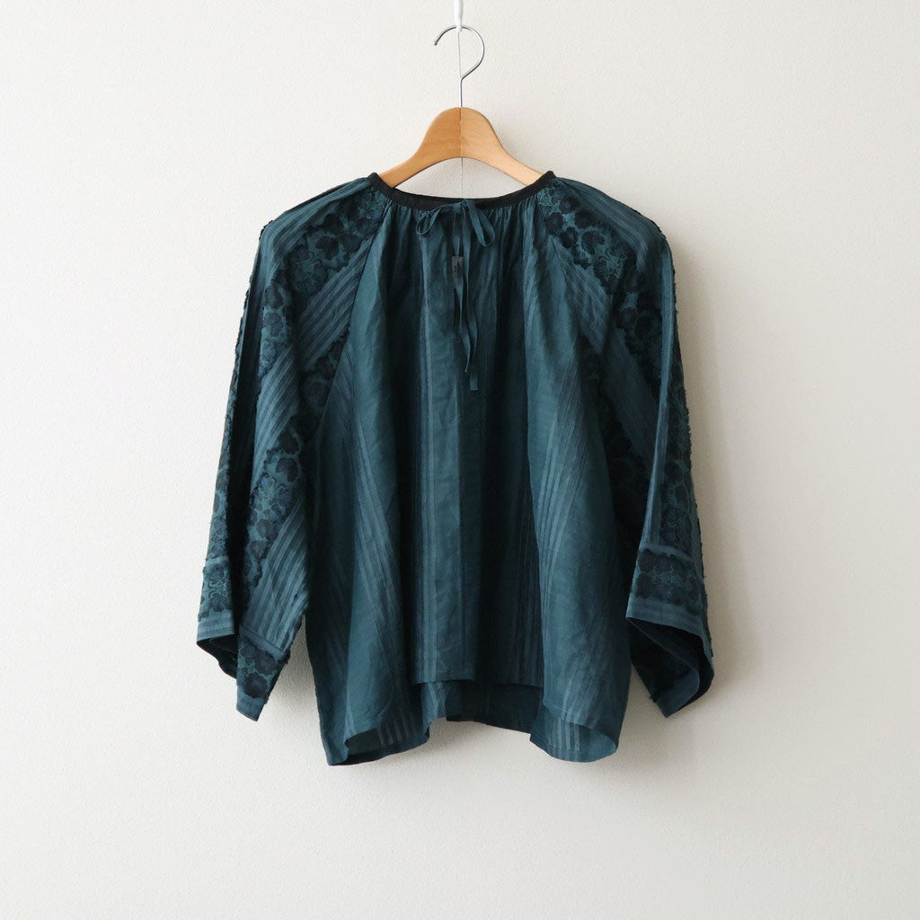 一瞬の花：Gathered blouse #abyssal blue [11261-10307]