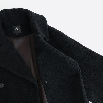 RECYCLE BOA WOOL DOUBLE OVER COAT #9900 BLACK [JNMDS2451]