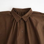 40s COTTON POPLIN PLAIN REGULAR COLLAR SHIRT WITH GATHER #8600 BROWN [NSL26522]