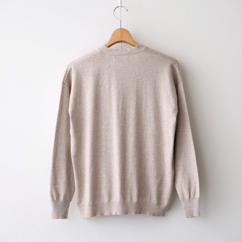 14GG PLAIN STITCH COTTON/NYLON/SILK V-NECK CARDIGAN #8200 LT.BEIGE [NNSL26503]