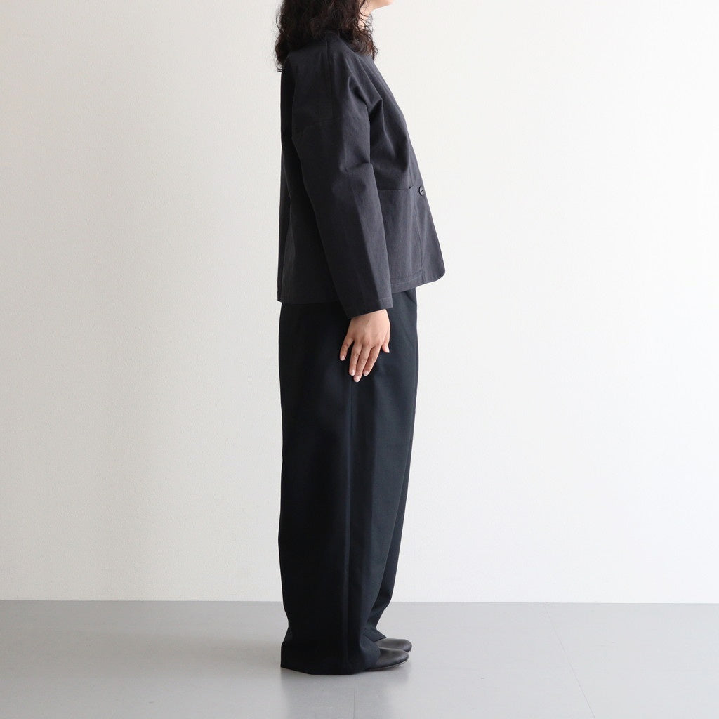 WORSTED SERGE 2TUCK WIDE EASY PANTS #9900 BLACK [GNMDS2502WS]