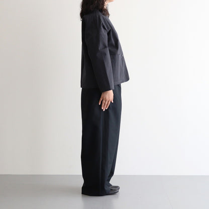 WORSTED SERGE 2TUCK WIDE EASY PANTS #9900 BLACK [GNMDS2502WS]