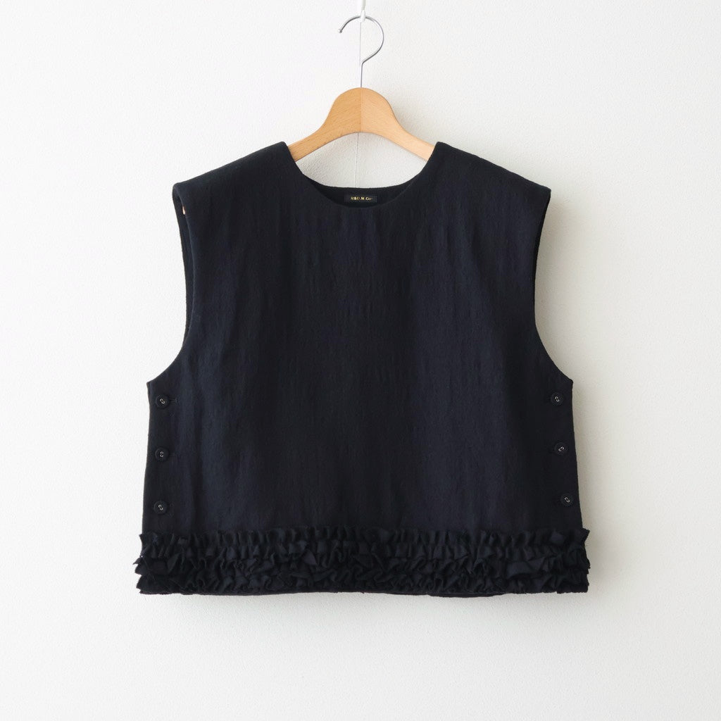 C/W FRILL DECORATION BUTTON BIB #Black [no.7698]