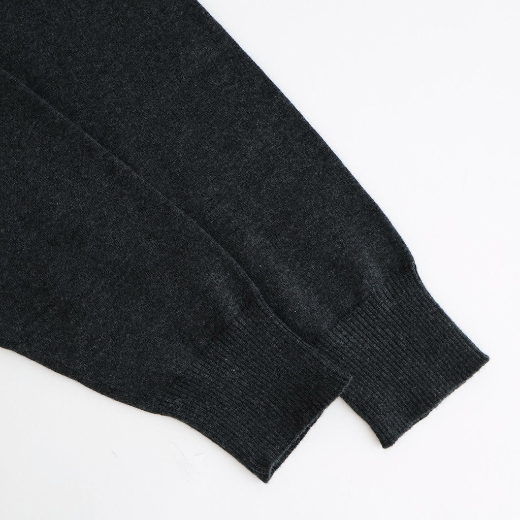 14GG 2PLY PLAIN STITCH COTTON/WOOL/CASHMER CREW-NECK PULLOVER #9800 CHARCOAL [GNSL24542]